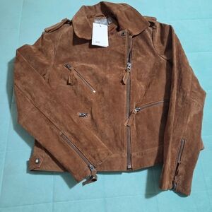 Womens Asos 100% Suede Nwt Moto Jacket Size 12